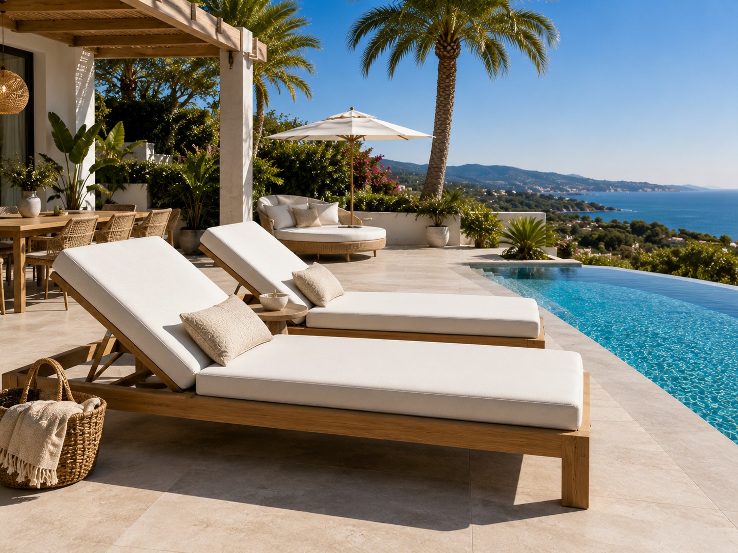 Havuz kenarı şezlong ve lounge oturma grubu